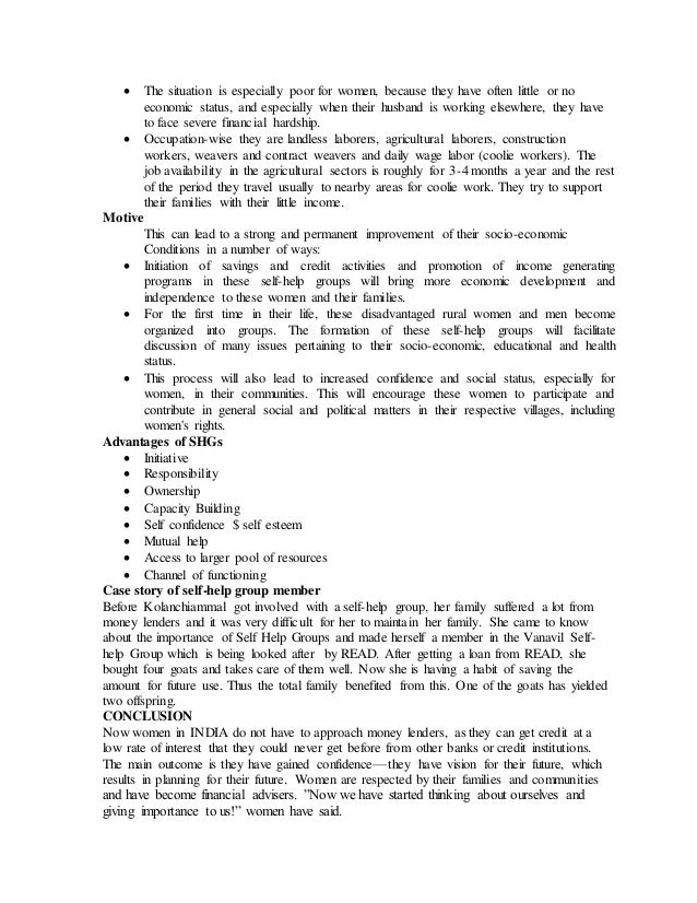 articles on self help group self help groups in telangana